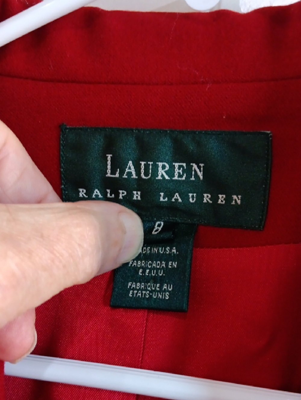 LRL Ralph Lauren Red 100% Wool Crest Blazer Made in USA Size 8 Preppy - Picture 2 of 7